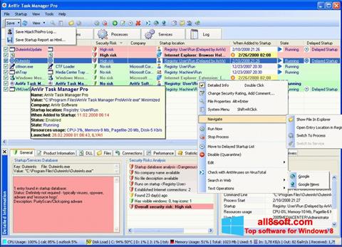 スクリーンショット AnVir Task Manager Windows 8版