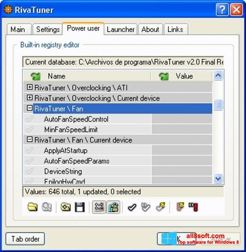 スクリーンショット RivaTuner Windows 8版