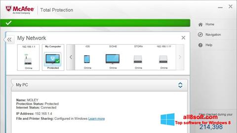 スクリーンショット McAfee Total Protection Windows 8版