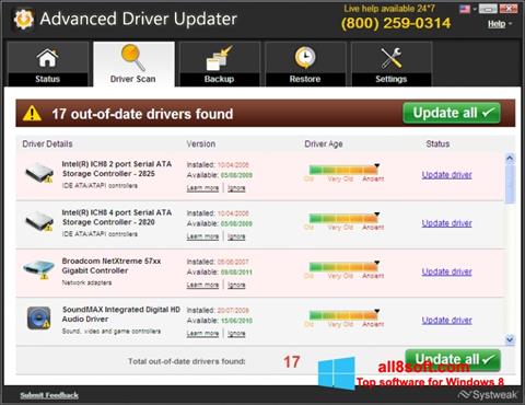 スクリーンショット Advanced Driver Updater Windows 8版