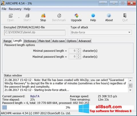 スクリーンショット Advanced Archive Password Recovery Windows 8版