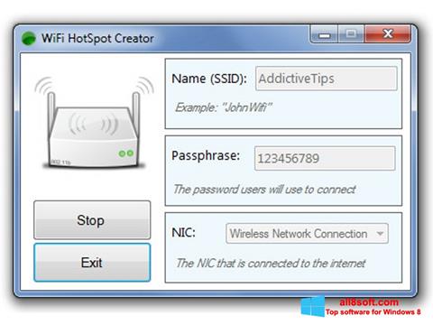 スクリーンショット Wi-Fi HotSpot Creator Windows 8版