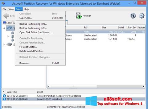 スクリーンショット Active Partition Recovery Windows 8版
