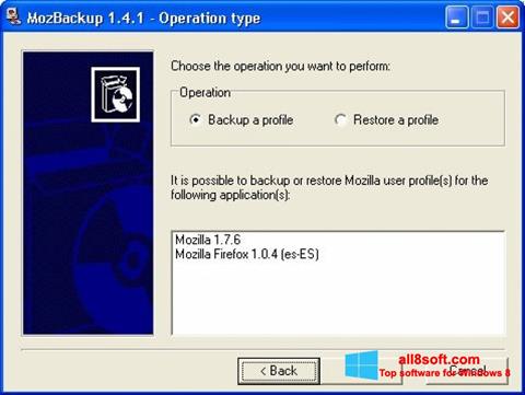 スクリーンショット MozBackup Windows 8版