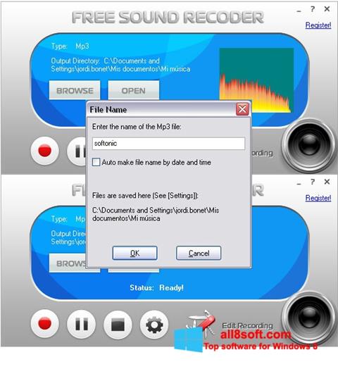スクリーンショット Free Sound Recorder Windows 8版