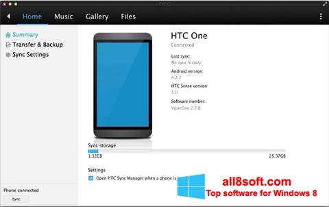 スクリーンショット HTC Sync Windows 8版