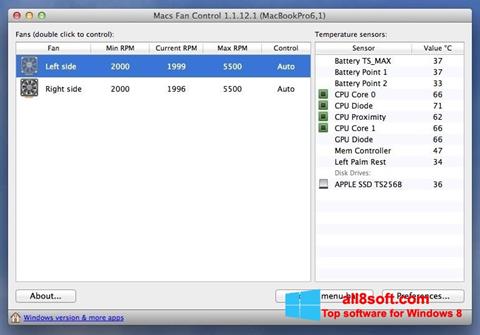 スクリーンショット Macs Fan Control Windows 8版