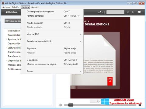 スクリーンショット Adobe Digital Editions Windows 8版