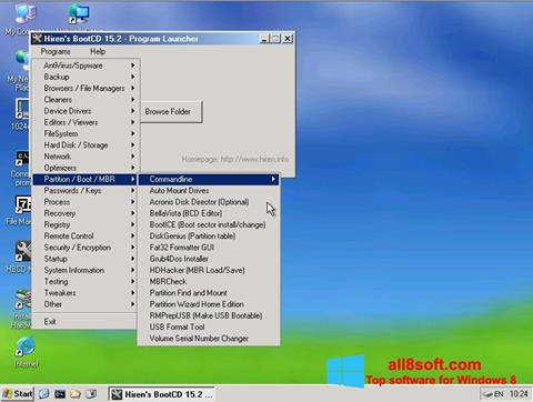 スクリーンショット Hirens Boot CD Windows 8版