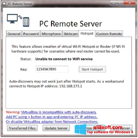 スクリーンショット PC Remote Server Windows 8版