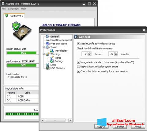 スクリーンショット HDDlife Windows 8版