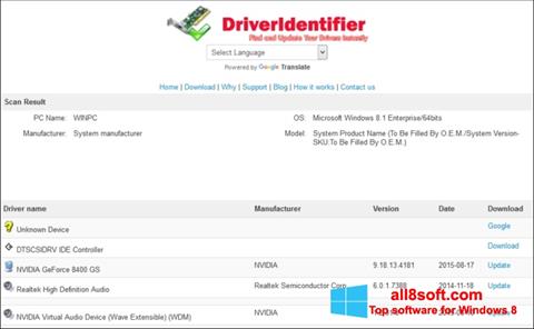 スクリーンショット Driver Identifier Windows 8版